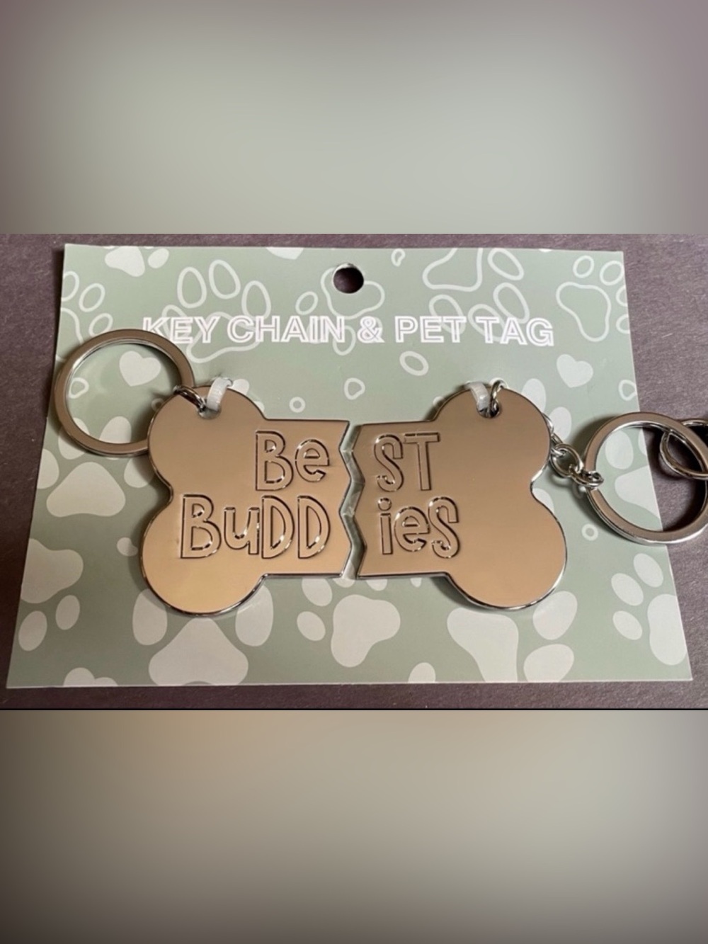 Best Buddies Dog Bone Keychain and Pet Tag set